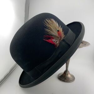 Barcelona Vintage black mens Calfas Hatters Beaver Blend Imported Fur 7 3/8‌‌‌‍‍